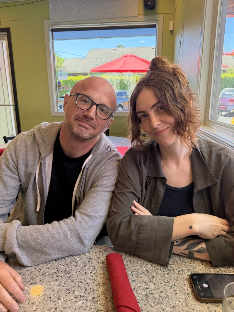 Dan and Emma Ruth Rundle at a restaurant during the tour